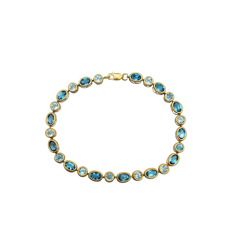Bezeled Aquamarine & Blue Topaz Bracelet (14K)