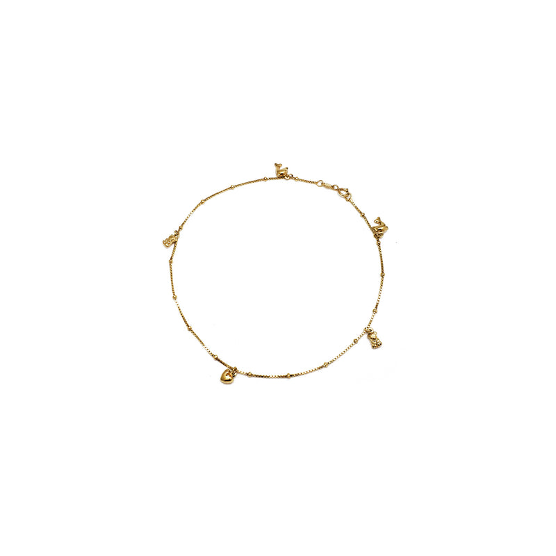 Box Link Animals Charm Anklet Bracelet (14K).