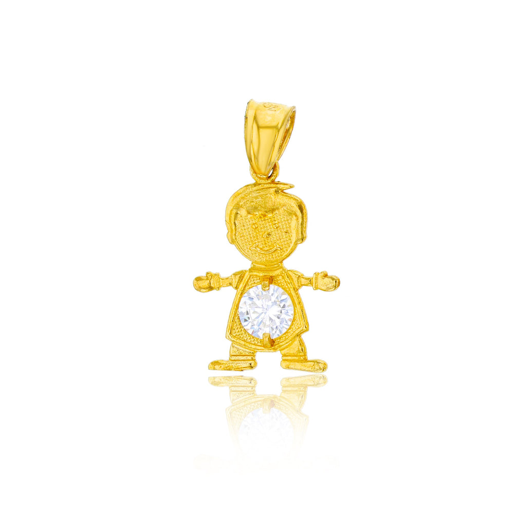 Yellow Gold Boy CZ Pendant (14K)