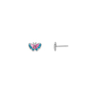 Enamel Butterfly Stud Earrings (Silver)