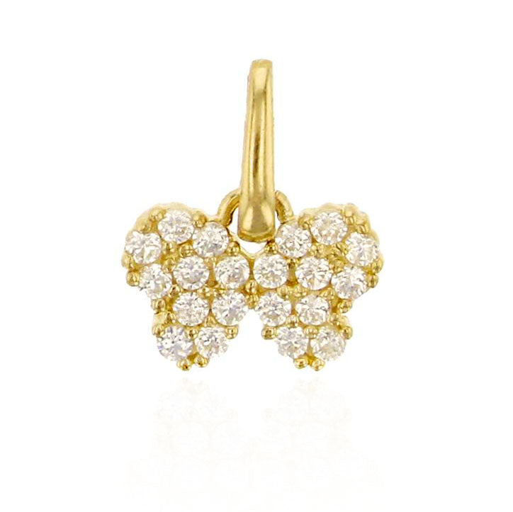 Iced-Out Butterfly CZ Pendant (14K)