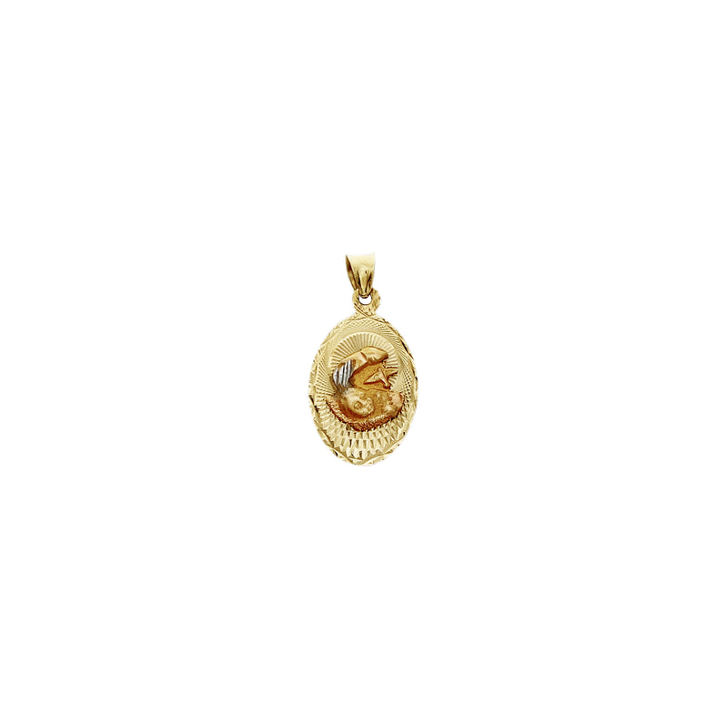 Baby Baptism Diamond Cuts Oval Medallion Pendant (14K) Popular Jewelry New York
