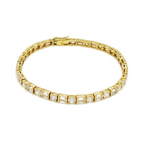 Baguette-Round Cut Tennis Bracelet CZ (14K).