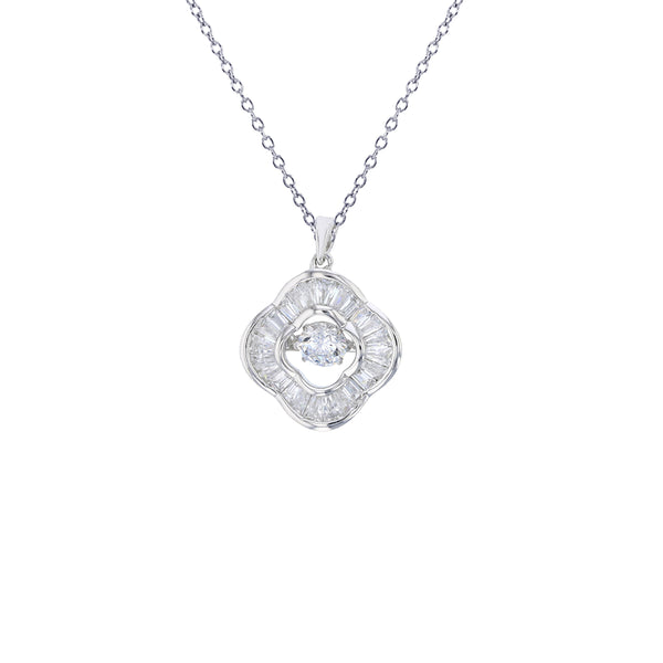 Baguette Cz Necklace (Silver)