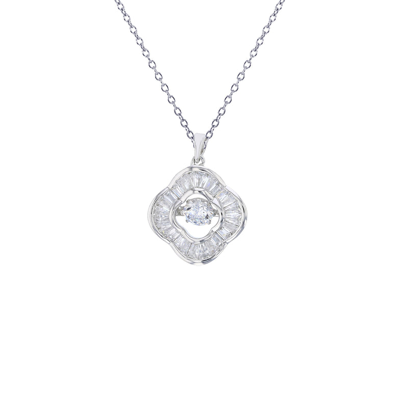 Baguette Cz Necklace (Silver)