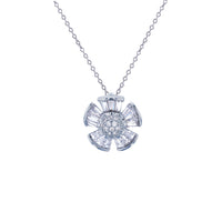 Baguette Flower Necklace (Silver)