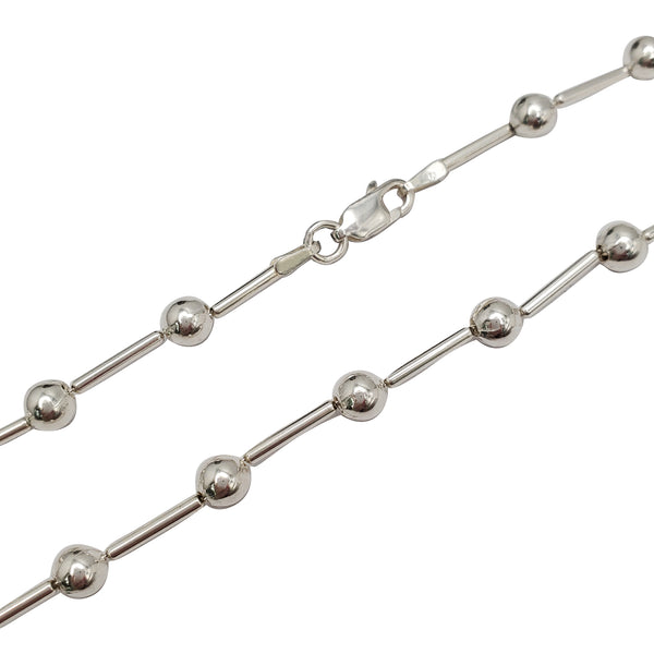 Ball & Bar Link Anklet (Silver)