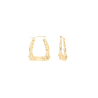 Bamboo Squared Hoop Earrings (14K)