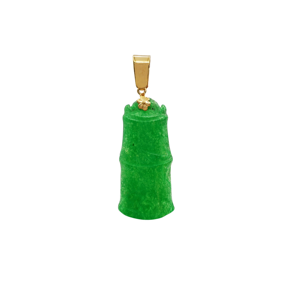 Jade Bamboo Stalk Pendant (14K)