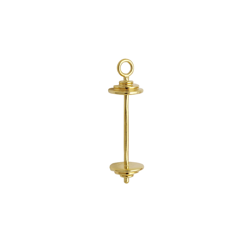 Barbell Pendant (14K) 14 Karat Yellow Gold, Gym, Fitness, Popular Jewelry New York
