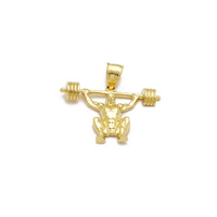 Barbell Weightlifting Pendant (14K) 14 Karat Yellow Gold, Gym, Fitness, Popular Jewelry New York