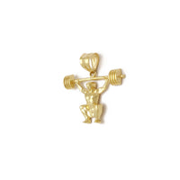 Barbell Weightlifting Pendant (14K) 14 Karat Yellow Gold, Gym, Fitness, Popular Jewelry New York