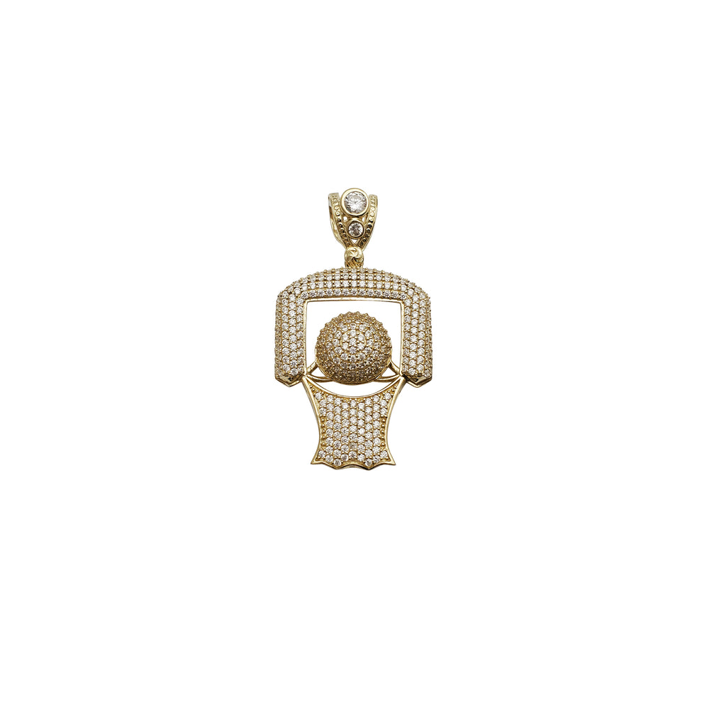 Basketball & Hoop CZ Pendant 2 (14K)