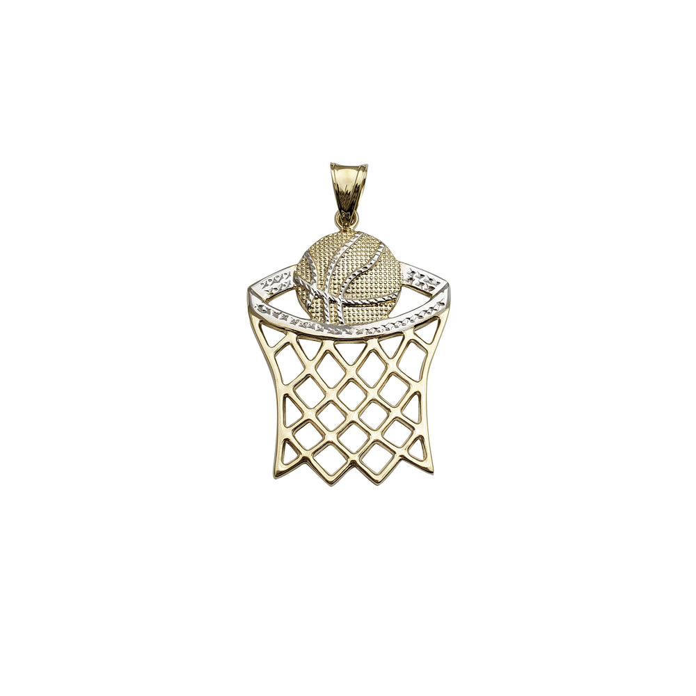 Basketball & Hoop CZ Pendant 4 (14K)
