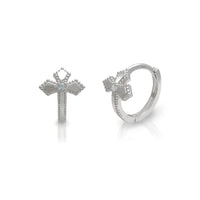 Beaded Cross Pointed Huggie Earrings (14K) Popular Jewelry New York