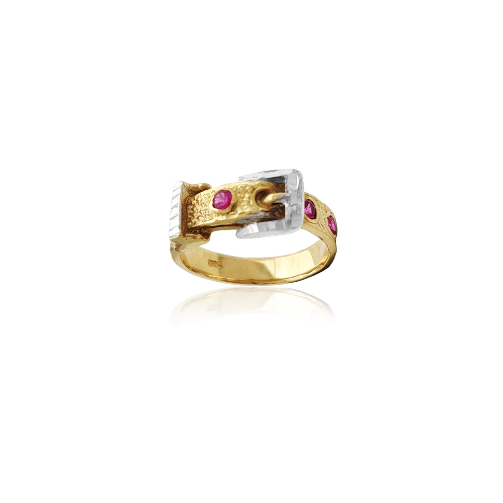 Belt & Buckle CZ Ring (14K) Popular Jewelry New York