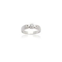 Bezel-Set Three Moissanite Engagement Ring (14K) Popular Jewelry New York
