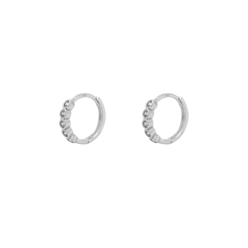 Bezel Setting Huggie Earrings (14K) Popular Jewelry New York