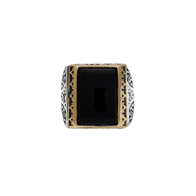 Black Onyx Antique-Finish Men's Ring (Silver) Popular Jewelry New York