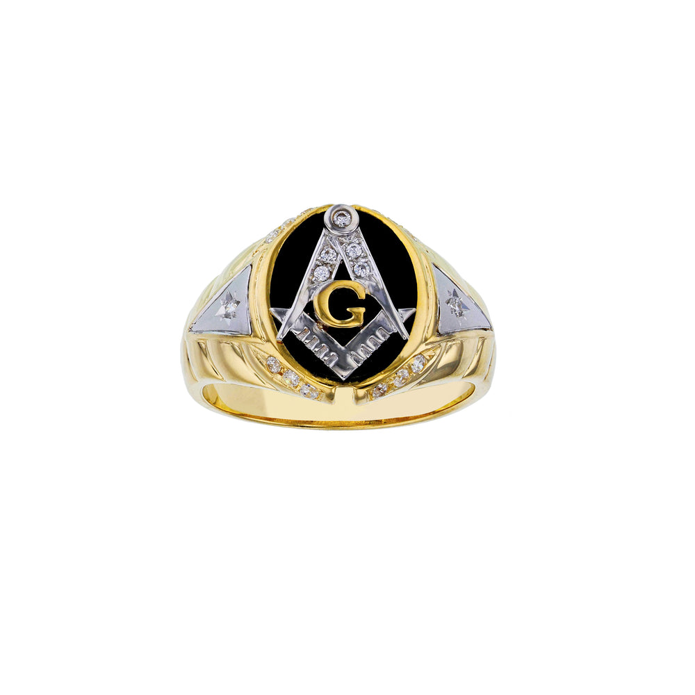 Black Onyx Masonic North Star Ring (14K) Popular Jewelry New York