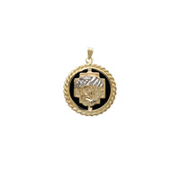 Liontin Tali Onyx Ireng Kepala Kepala Medali Emas (14K)