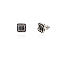 Black Square Stud Earrings (Silver) Popular Jewelry New York