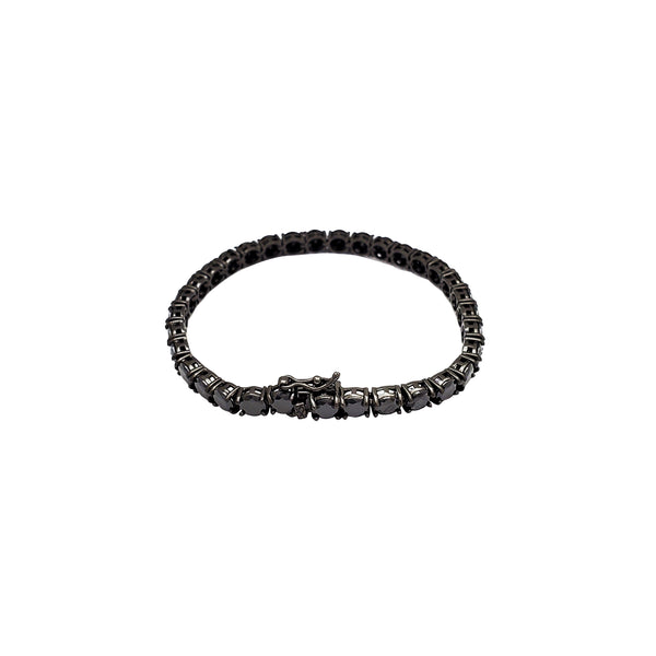 Black Tennis CZ Bracelet (Silver)