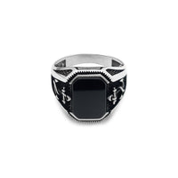 Black Onyx Anchor Ring (Silver) Popular Jewelry New York