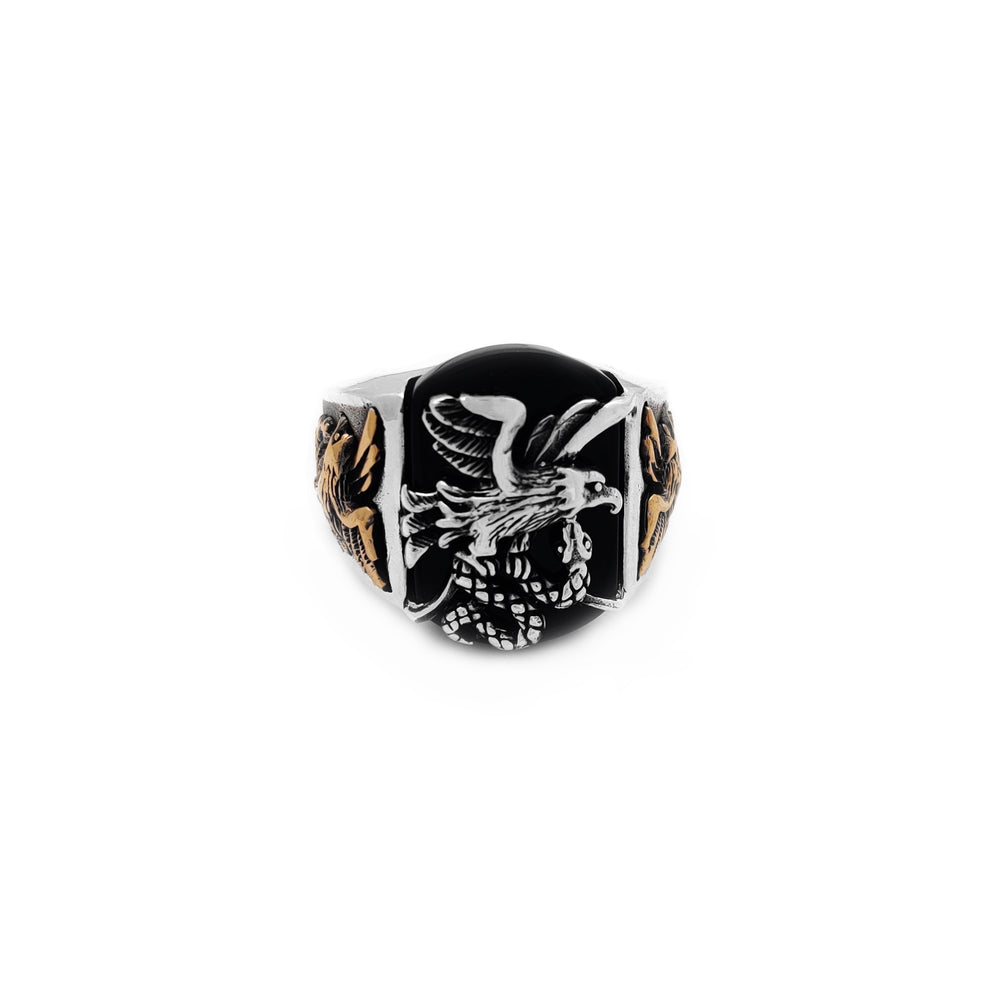 Black Onyx Eagle & Snake Ring (Silver) Popular Jewelry New York
