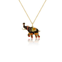 Black & Red Enamel Ornament Elephant Fancy Necklace (14K) Popular Jewelry نیویورک