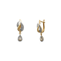 Blazing Teardrop Hanging Huggie Earrings (14K) Popular Jewelry New York