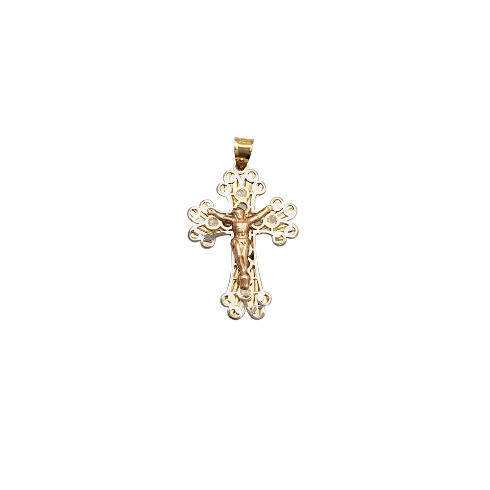 Blooming Crucifix CZ Pendant (14K)