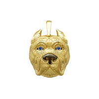 Blue-Eyes Glossy Matte Bulldog Head Pendant (14K)