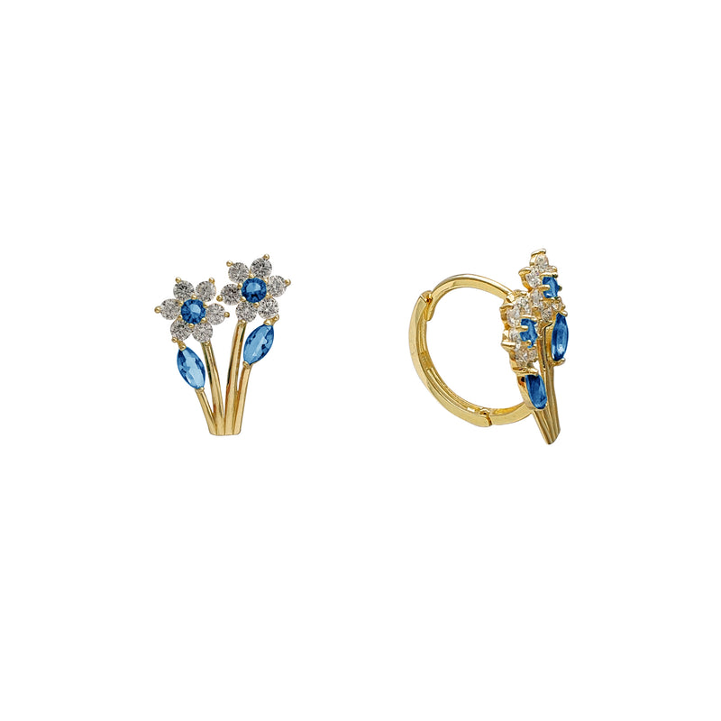 Blue Flower Bouquet Huggie Earrings (14K) Popular Jewelry New York