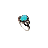 Blue Gem Oval Ring (Silver)