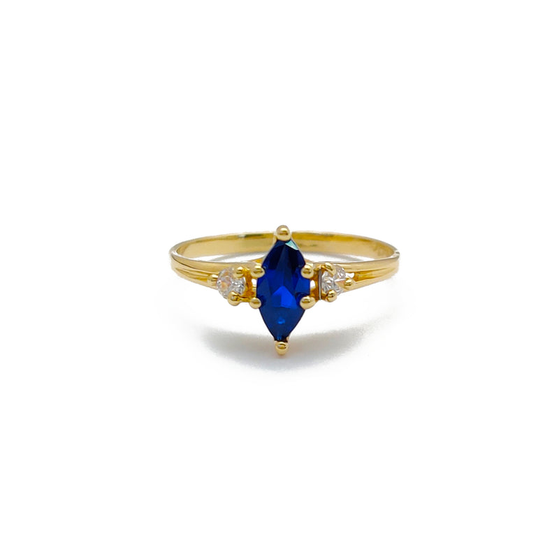 Blue Marquise Solitaire Ring (14K) Popular Jewelry New York