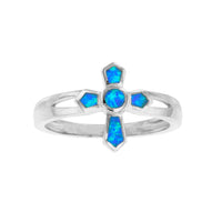 Blauer Opal-Kreuzring (Silber) Popular Jewelry New York