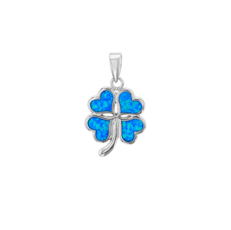 Blue Opal Four-Clover Pendant (Silver) Popular Jewelry New York