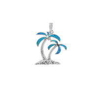 Pendent tal-Palm Tree Blue Island Island (Silver) Popular Jewelry NY