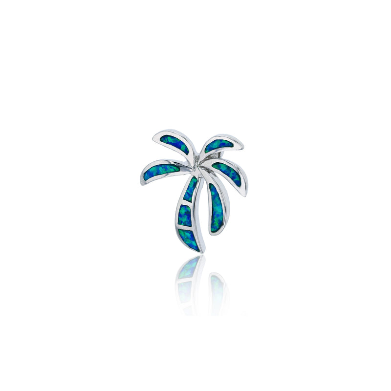 Blue Opal Palm Tree Pendant (Silver) Popular Jewelry New York