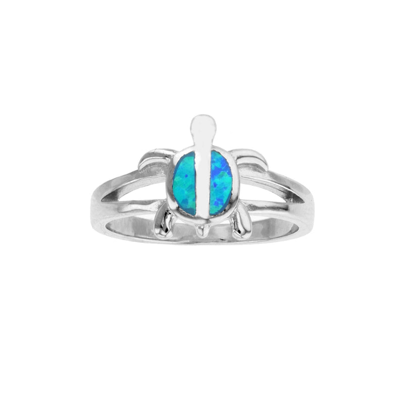 Blue Opal Shell Turtle Ring (Silver) Popular Jewelry New York
