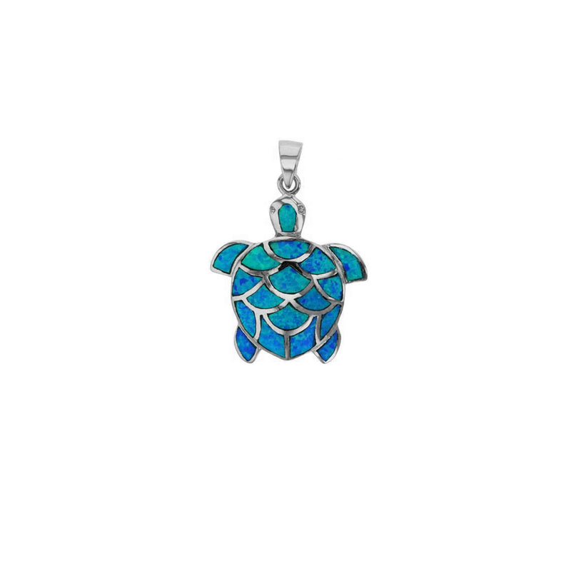 Blue Opal Turtle Pendant (Silver) Popular Jewelry New York