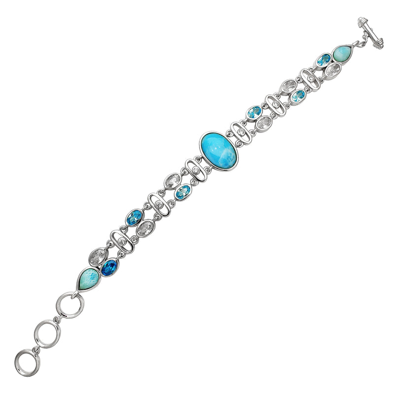 Blue Opal & Zirconia Fancy Lady Bracelet (Silver) Popular Jewelry New York