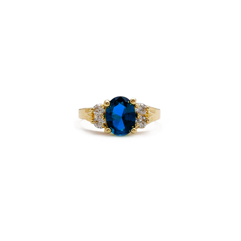Blue Oval Stone Ring (14K)