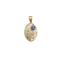 Zirconia Birthstone Love & Flower Oval Pendant (14K)