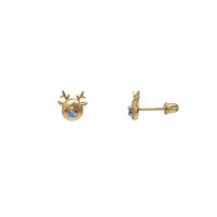 Zirconia Deer Head Stud Earrings (14K)