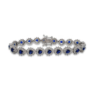 Blue Zirconia Halo Heart Tennis Bracelet (Silevera)
