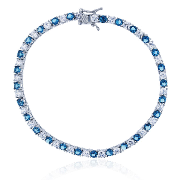 Blue & White Tennis Bracelet (Silver) Popular Jewelry New York