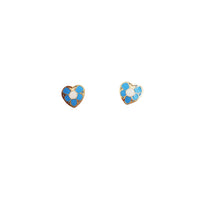 Blue Heart Stud Earrings (14K)