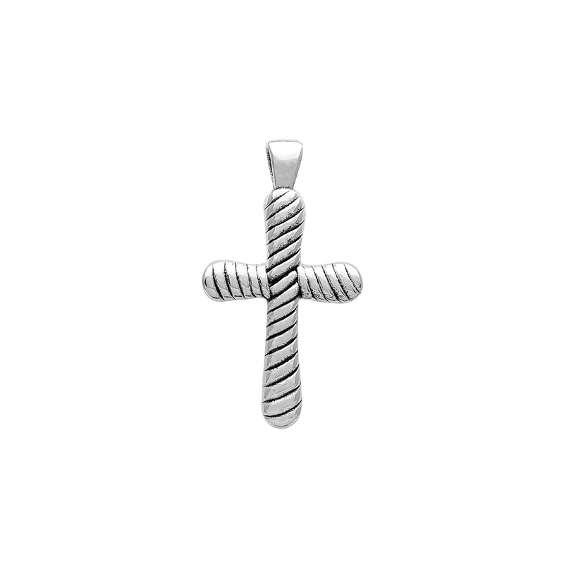 Braided Puffy Cross Pendant (Silver) Popular Jewelry New York